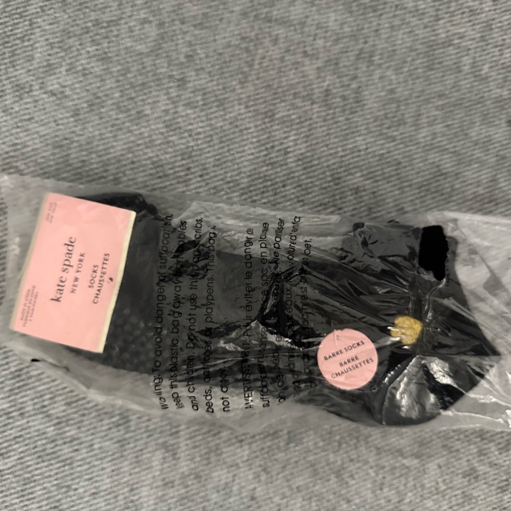 Kate Spade Black Socks with Gold Heart Accent